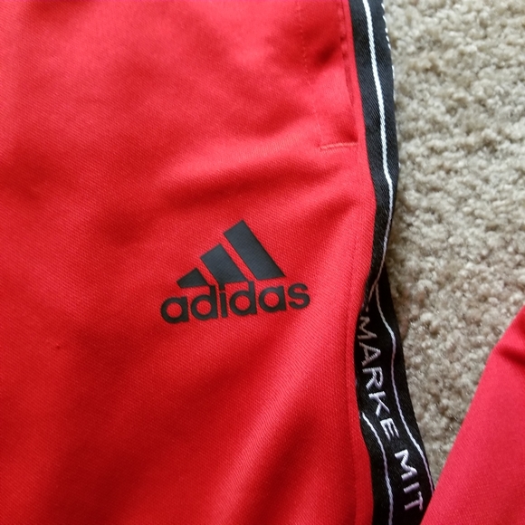 Adidas Brand With The 3 Stripes Logo Red Track Pants - Picture 6 of 9